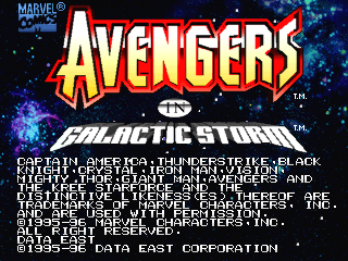 Avengers In Galactic Storm (US) Title Screen